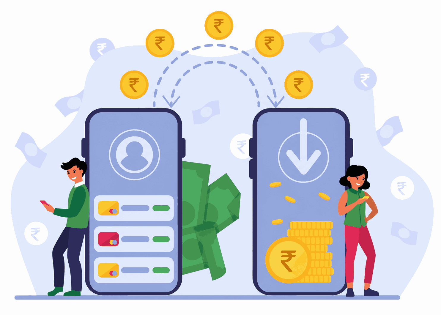 Cloud-based cooperative software showing mobile money transfer and digital wallet